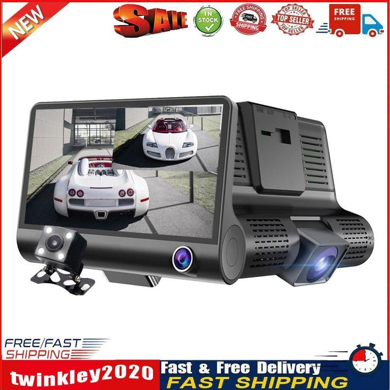 Dual Lens Dash Cam 4 Inch Display Dashboard Camera with Rear View Camera Newly