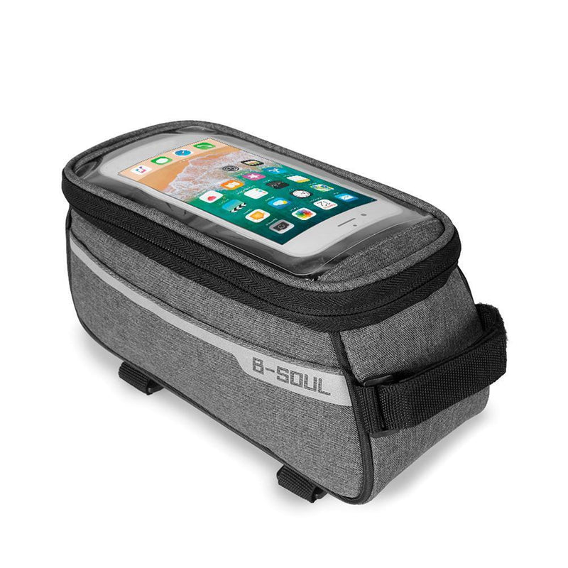 Waterproof Bicycle Front Tube Bag 6in Phone Touch Screen Saddle Bag (Grey) Newly
