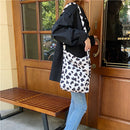 Winter Fashion Female Plush Crossbody Shoulder Bag Cow Pattern Messenger Satchel