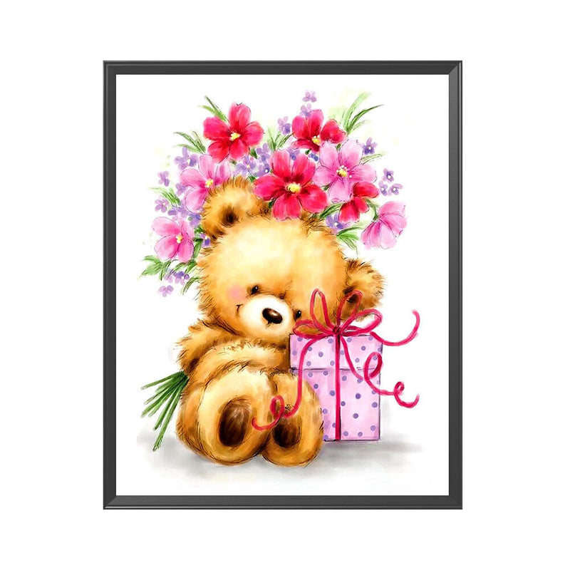 #A Full Ecological Cotton Thread 11CT 3 Teddy Bear Cross Stitch Cartoon Series K