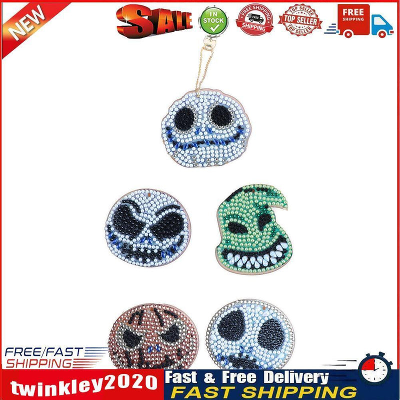 5pcs Halloween Elements Full Drill Diamond Painting Keyring Handmade Craft Newly
