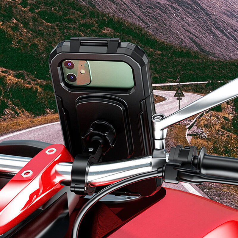 M18L Waterproof Motorcycle Bike Handlebar Rear View Mirror Phone Holder Case