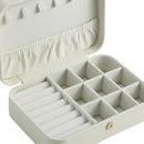Velvet Jewelry Box Portable Necklace Earrings Organizer with Lock (White)