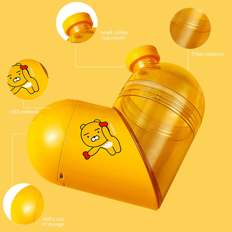 Water Bottle - Love Heart Storage Rotatable Water Bottle for Sport (Yellow)
