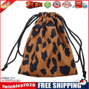 Women Mini Corduroy Crossbody Bag Shoulder Drawstring Phone Purse (Leopard)
