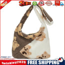 Fashion Bear Print Hit Color Shoulder Bag Women Winter Large Crossbody Bags