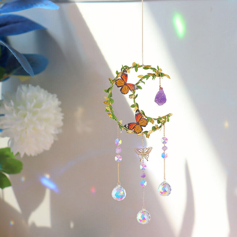 Butterfly Windchimes Garden Decor Wind Chime Hanging Sundrop Crystal Summer Gift