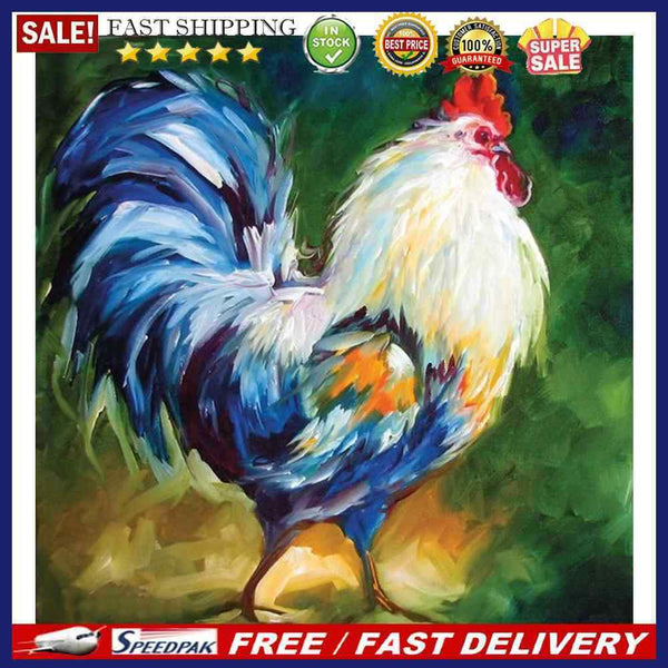 Frameless Oil Paint By Number Kit DIY Acrylic Colorful Rooster Drawing On C