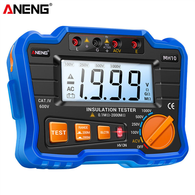 ANENG MH10 Digital Insulation Resistance Tester 100-1000V Megger (Blue) Newly