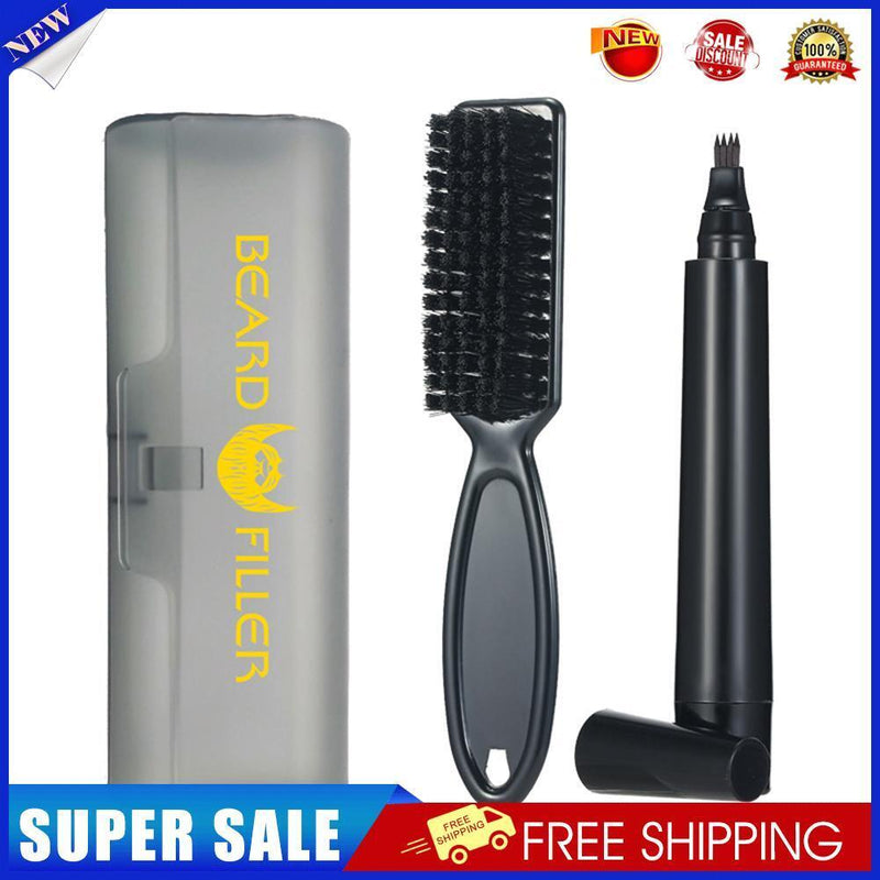 Portable Beard Filling Pen Kit Moustache Filler Pencil Styling Tool (Black)