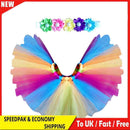Cute Kids Girls Crochet Multi Tutu Skirt Flower Hairband Photo Props (0-2M)