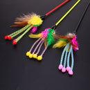 5pcs Funny Elastic Plastic Long Pole Colorful Flower Sticks Feather Tease