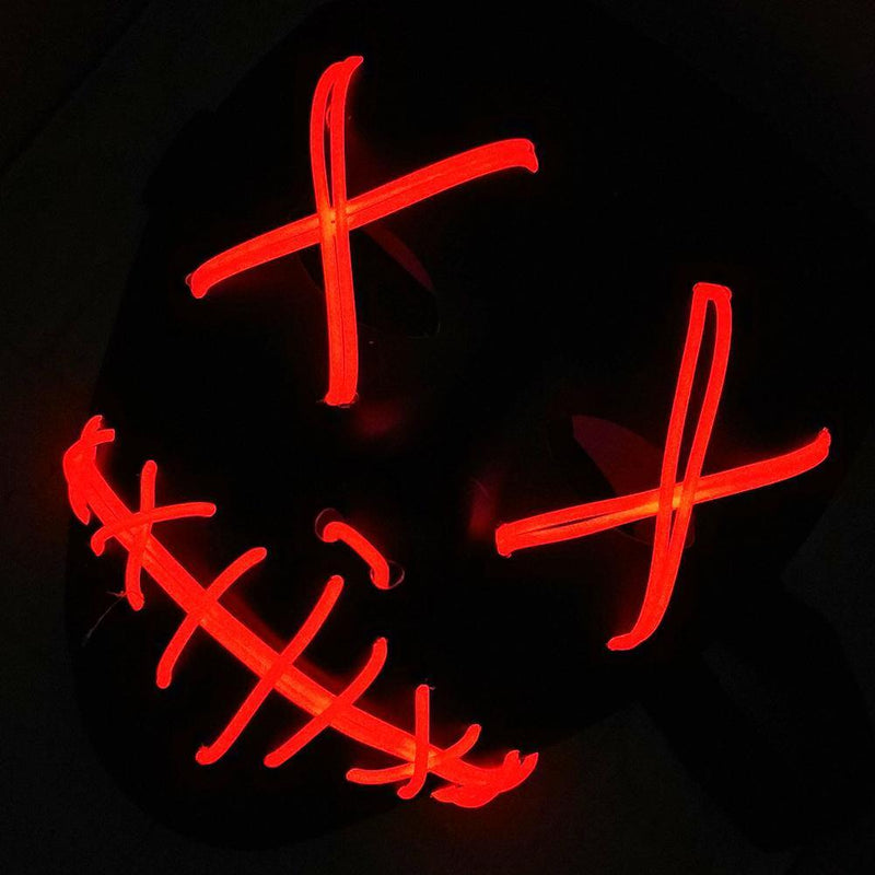 EL Luminous Glowing Masks Halloween Masquerade Party Decor Supply (Red)