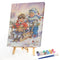 Two Kids Colouring Oil Canvas Pictures DIY Hand Painted Paint By Numbers Ki