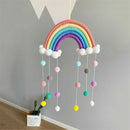 Handmade Woven Photo Prop Wall Hanging Decor Clouds Felt Ball Rainbow Tapestry