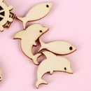 Sea Theme Handmade Mixed Wooden Craft Scrapbooking Whale Shape Sailboat Dolphin