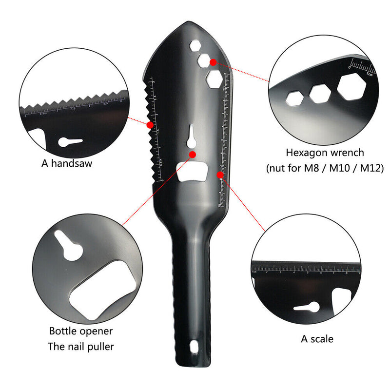Outdoor Camping Shovel Paracord Garden Spade EDC Emergency Tools (Black) Newly