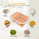 1350ml Silicone Rectangle Lunch Box Collapsible Bento Folding Bowl (Orange)