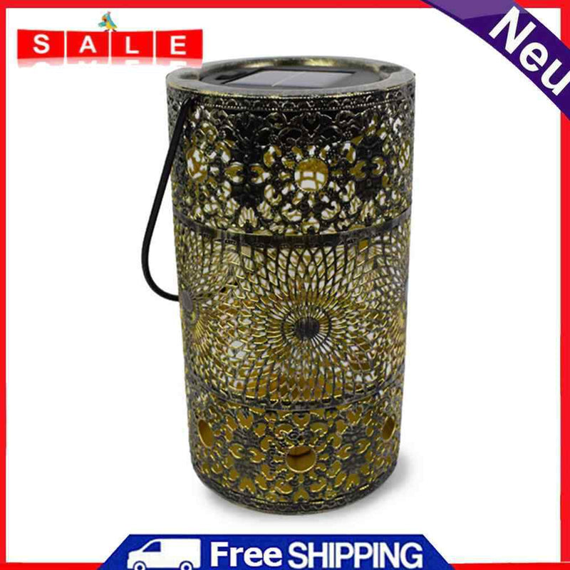 LED Solar Lantern Projection Light Wrought Iron Hanging Garden Courtyard Decor