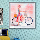 Riding Bicycle Girl DIY 5D Mosaic Full Round Drill Diamond Painting Picture