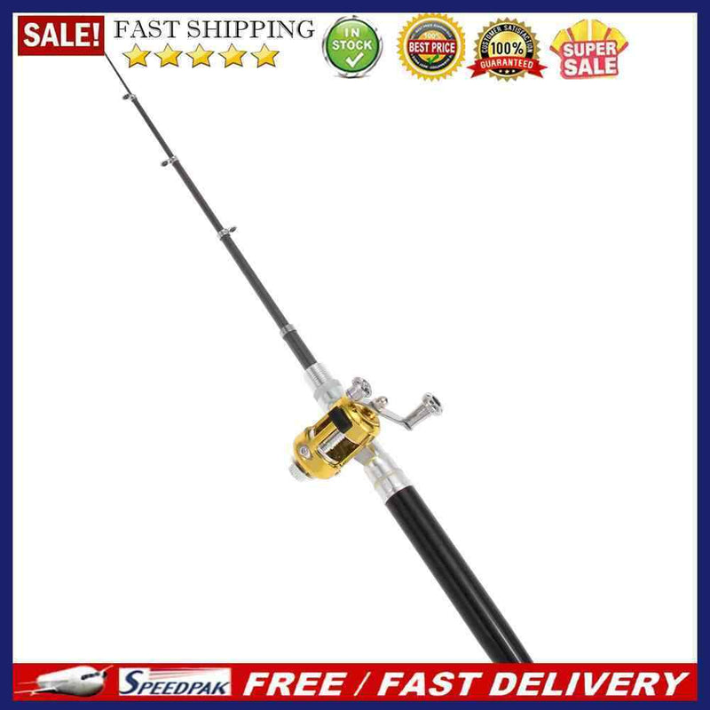 2Mini Portable Pocket Fish Pen Aluminum Alloy Fishing Rod Pole Reel Combos