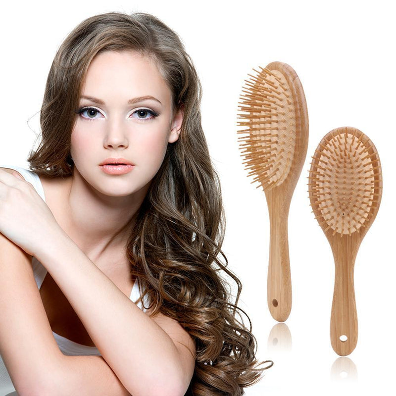 Wood Bamboo Anti-static Hair Vent Brushes Care Air Cushion Massage Comb (L)