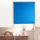 Half Blackout Pleated Blinds Self-Adhesive Window Shades for Balcony Door Blu
