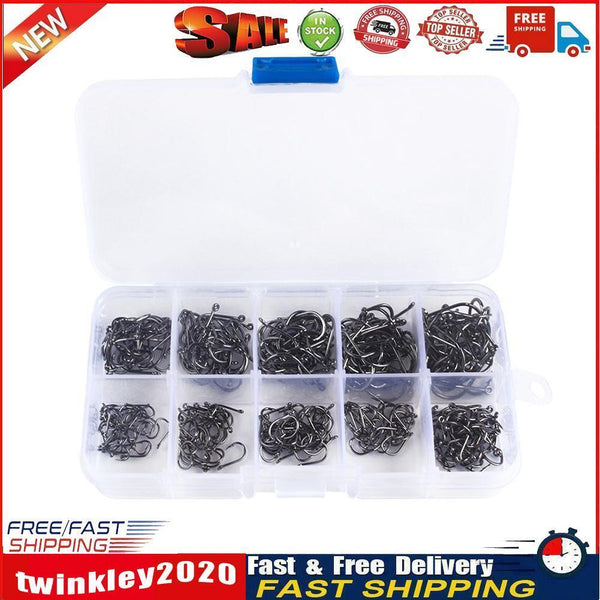 Mixed Sizes Fishing Hooks Set High Carbon Steel Sharp Barbed Hook (600pcs) Newly
