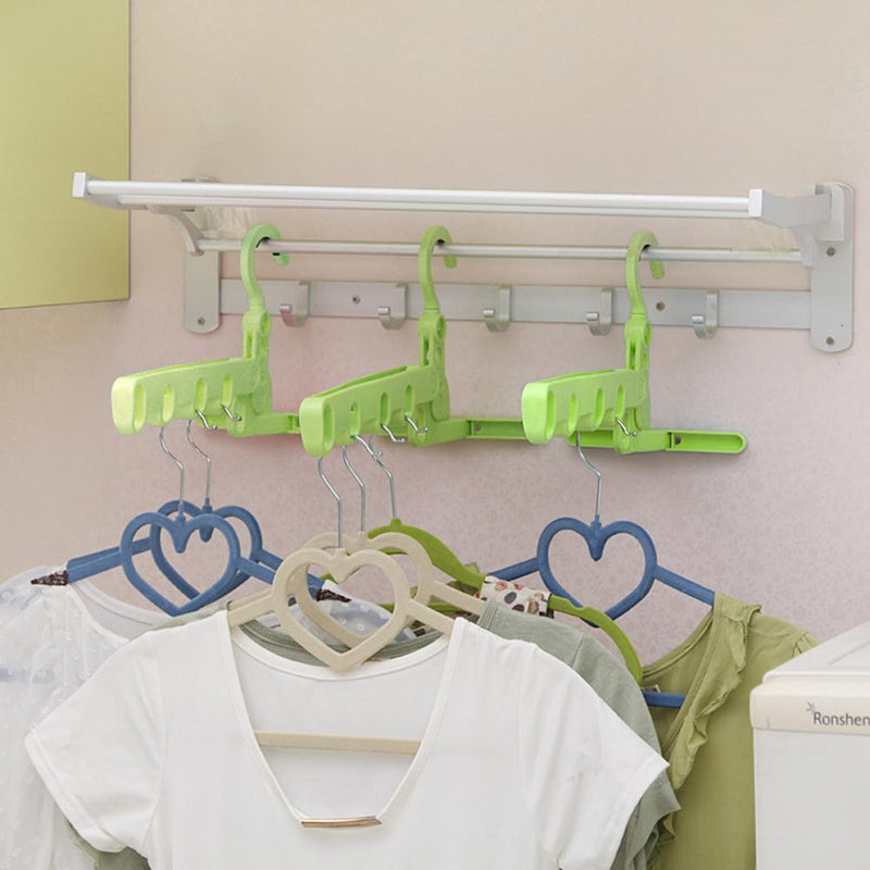 Multifunctional Foldable 5 Holes Drying Rack Clothes Hanger Hook (Green)