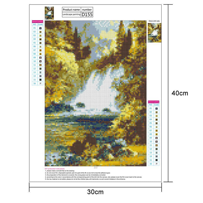 Waterfall Full Drill Round Diamond Painting DIY Needlework Cross Stitch Set