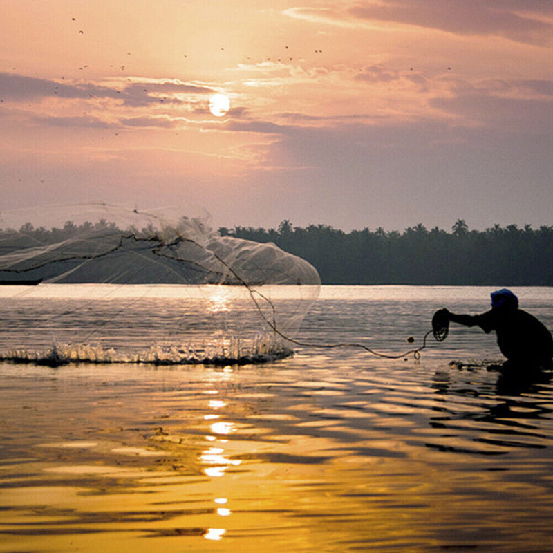 Hand Cast Throw Fishing Net Crab Fish Trap Shrimp Cage Automatic Fishing Tool