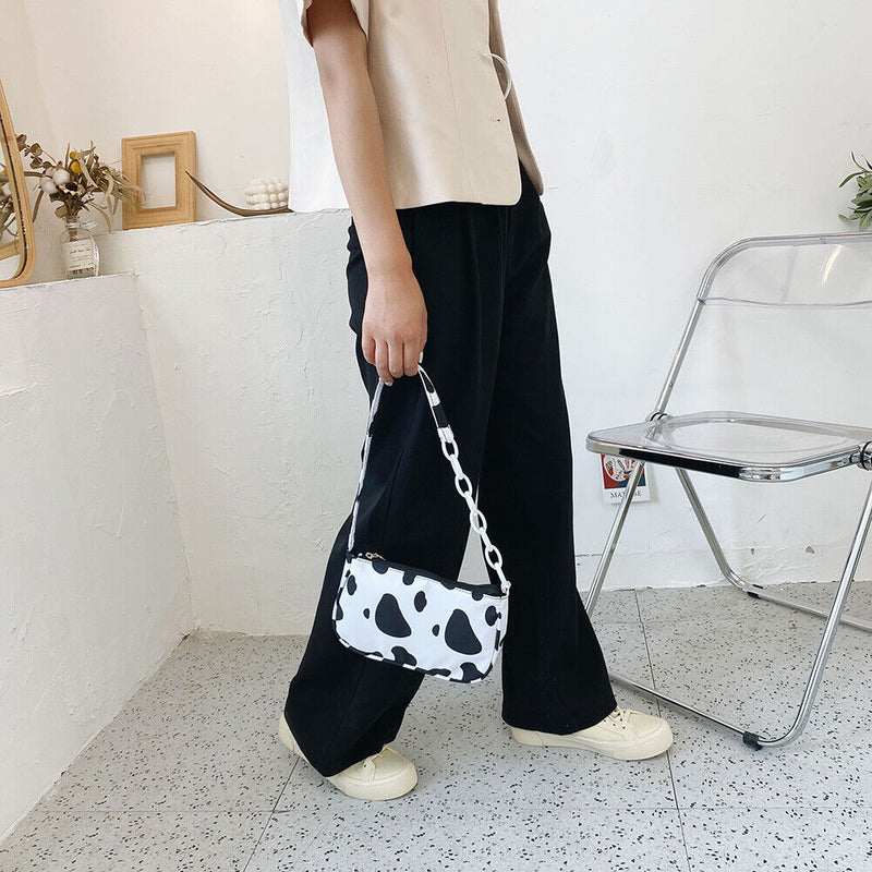 Cow Milk Printed Women Handbag Tote Female Casual Underarm Shoulder Bag (1)