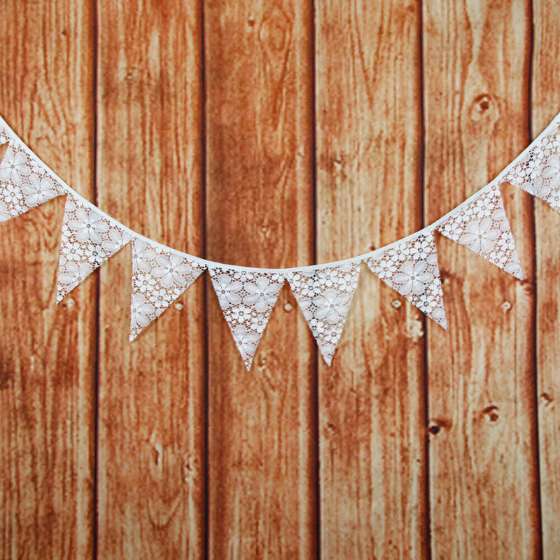 3.2m 12 Flags White Lace Flag Banner  Pennant Wedding/Birthday Party Decor