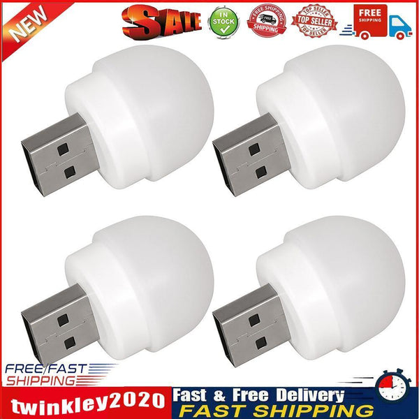USB Plug Lamp Computer Mobile Power Charging USB Night Light (4pcs-White) Newly