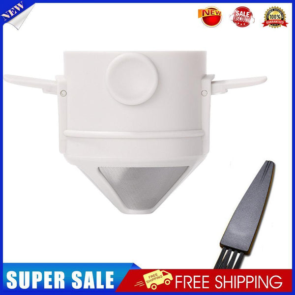 Stainless Steel Folding Coffee Filter with Brush Coffee Dripper (White)