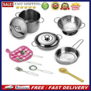 12pcs Kitchen Stainless Steel Cooking Toys Kit Kids Mini Pretend Play Tool