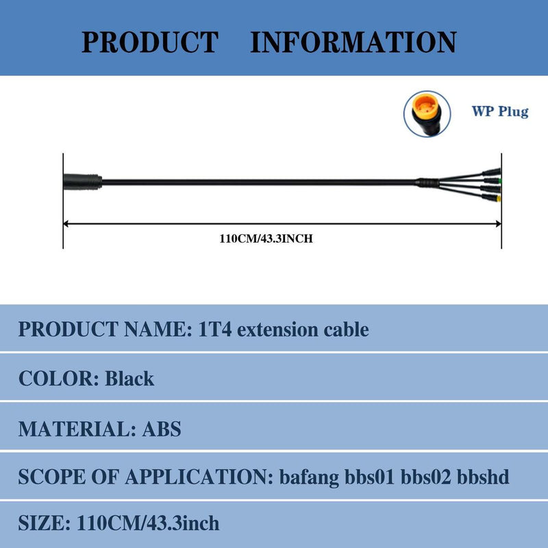 1T4 EB-Bus Cable Harness for Bafang BBS01 BBS02 Mid Motor Connecto!