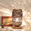 Wooden LED Table Lantern Rattan Bedroom Bedside Decor Night Lights (Brown) Newly