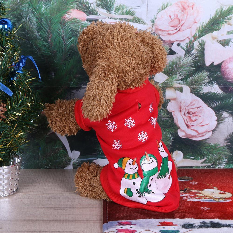 Christmas Dog Pullover Costume Santa Snowman Coat Pet Clothes(Red)(S)