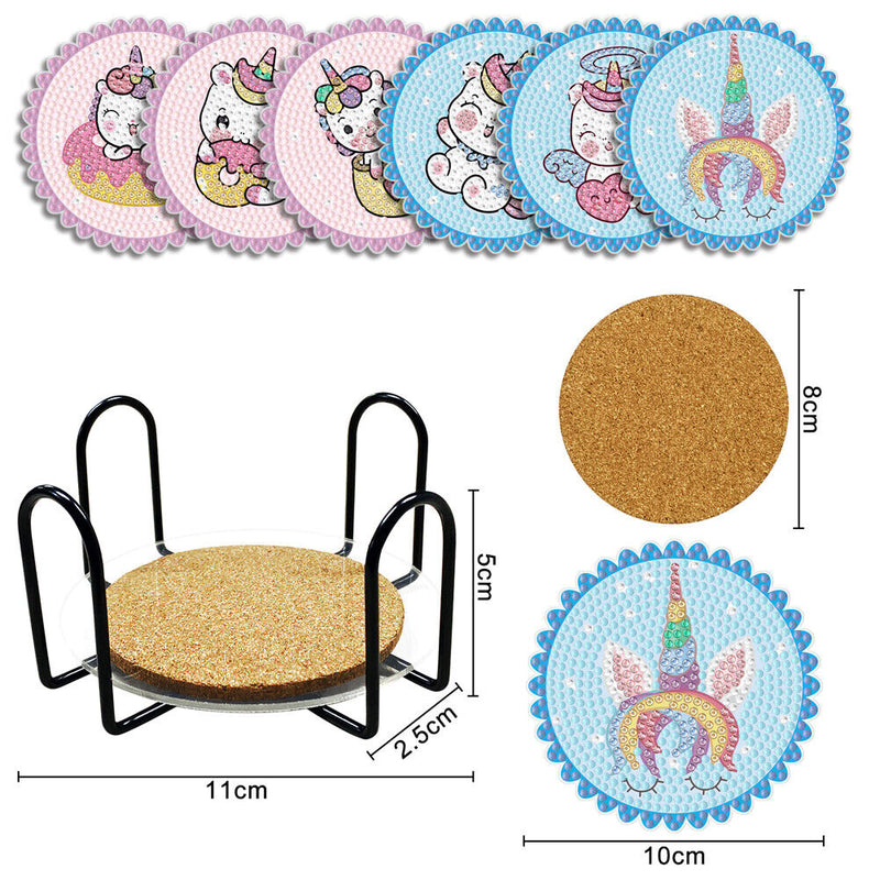 DIY Acrylic Diamond Coaster Set Rainbow Horse (6 Piece Set 1 Rack) (BD209)