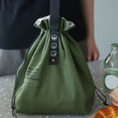 Canvas Insulation Bag Picnic Drawstring Lunch Box Pouch (Military Green) Newly