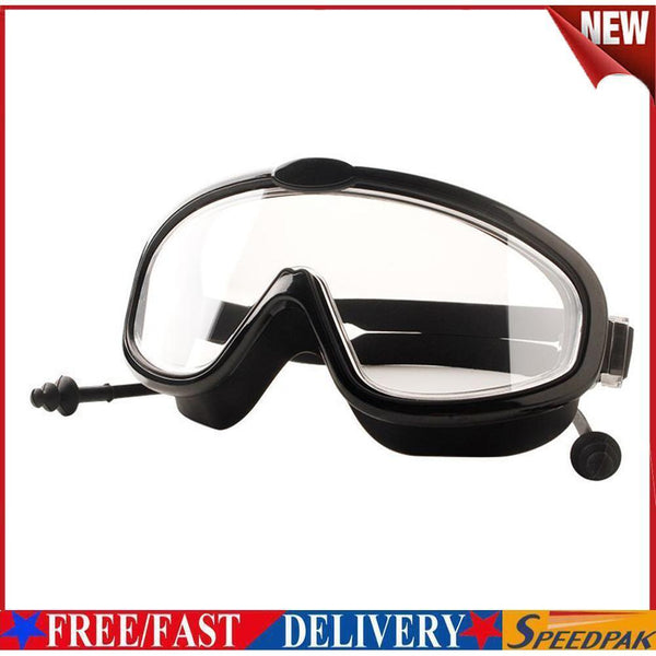 Children Swimming Goggles w/ Earbuds Anti Fog Swimming Glasses (Black) #F