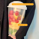 Portable Cup with Fork - Low-cal Food Container for Cereal Oatmeal (White)