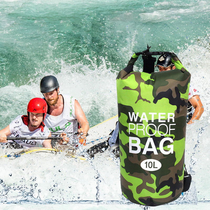 Waterproof Swimming Bag Camouflage Outdoor Camping Dry Sack (10L Green) Newly