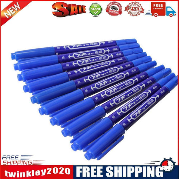 10pcs Dual Tip Fine Marker Waterproof Signature Draw Watercolor Pen (Blue)