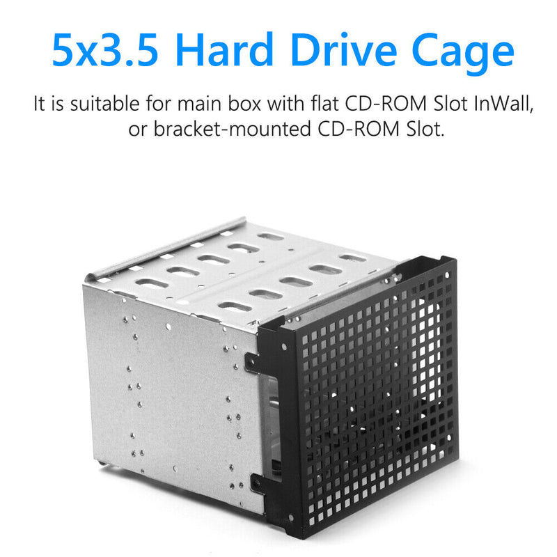 Detachable Storage Expansion Hard Drive Cage Rack 5.25 inch to 5x3.5inch Bracket