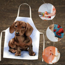Hanging Neck Brown Dog Printed Linen Cleaning Apron Kitchen Cafe Home Pinafor