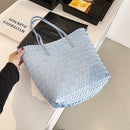 Women Woven Summer Straw Handbag Large Handmade Rattan Shoulder Shopping Bags