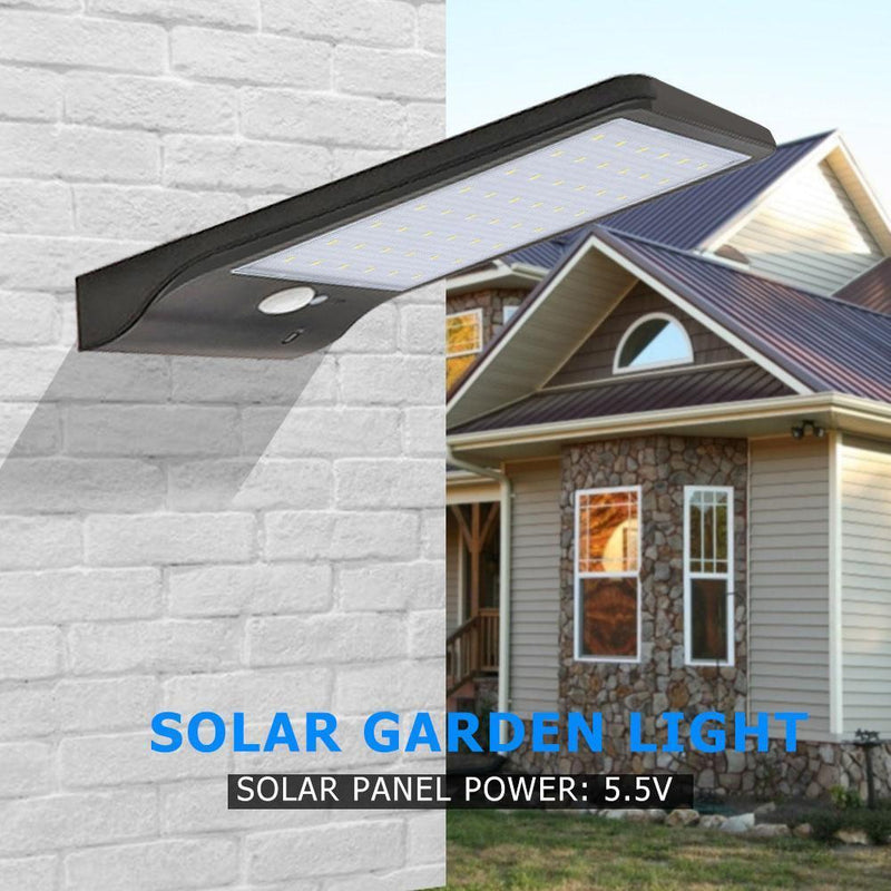 48 LEDs Solar 3 Modes IP65 Motion Sensor Lights Outdoor Wall Lamp (Black) Newly