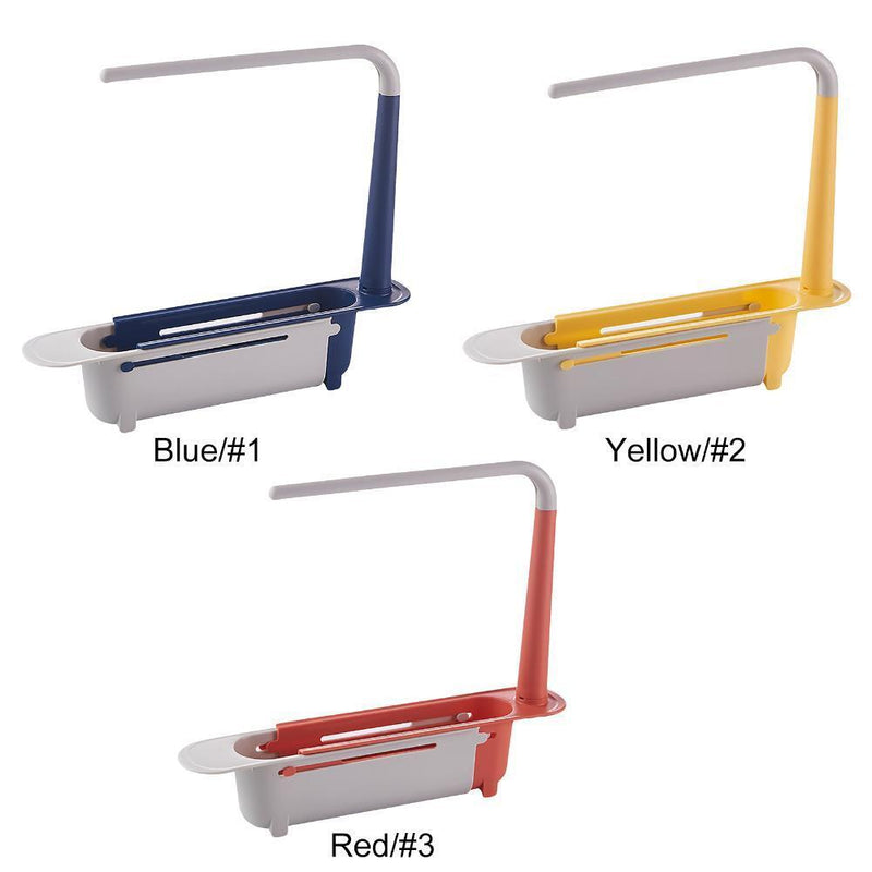 Telescopic Sink Storage Rack Holder Adjustable 2-in-1 Sink Basket (Yellow)
